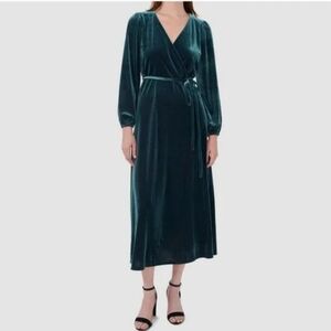 Elegant Teal Velvet Wrap Dress